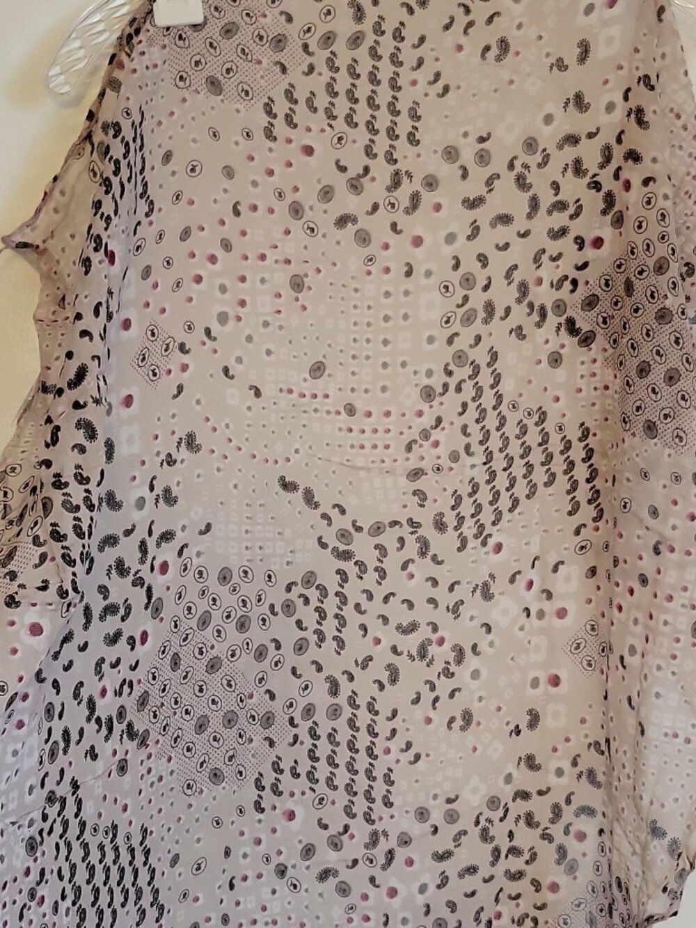 Women Chiffon Scarf Geometric Print Silk Cotton Beige Black Pink Gray Italy